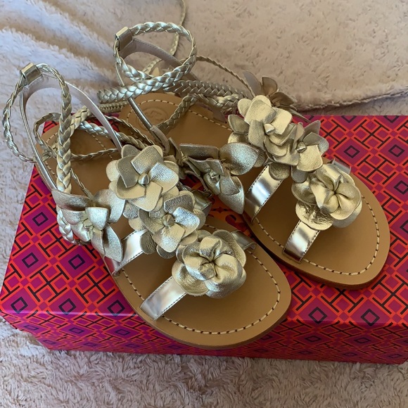 New! Tory Burch Gladiator Tie Sandals in Gold color - Picture 3 of 4